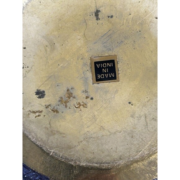 Vintage Brass & Enamel Painted Floral Bud Vase 5” Tall Chipped Paint READ - Picture 7 of 9